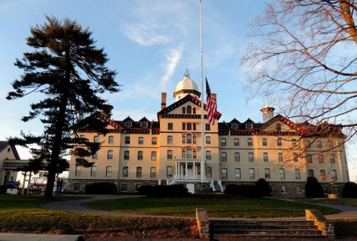 Old Main with Flag at Half-Staff