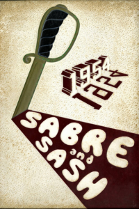 (e.g., PMC 1969 Yearbook Cover beige background with a sword)