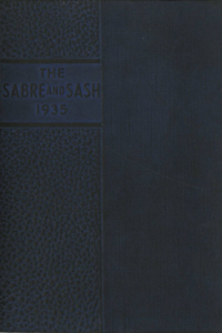 (e.g., PMC 1935 Yearbook Cover blue background with "Sabre and Sash" on the left))