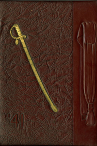 (e.g., PMC 1941 Yearbook Cover maroon background with a gold sword)