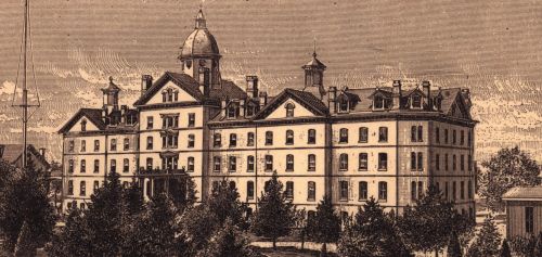 PMC Old Main Building Chester, PA sepia toned