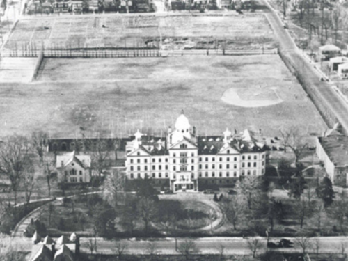 Old Main Aerial Black and White